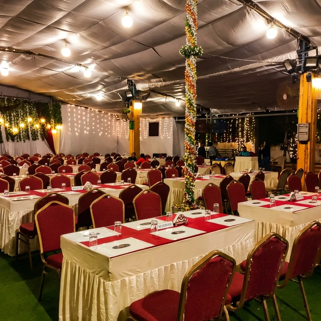 Grand AC Banquet Hall with Covered Dining Lawn